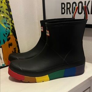 Hunter Black Rainbow Sole Winter Boots sz UK 8